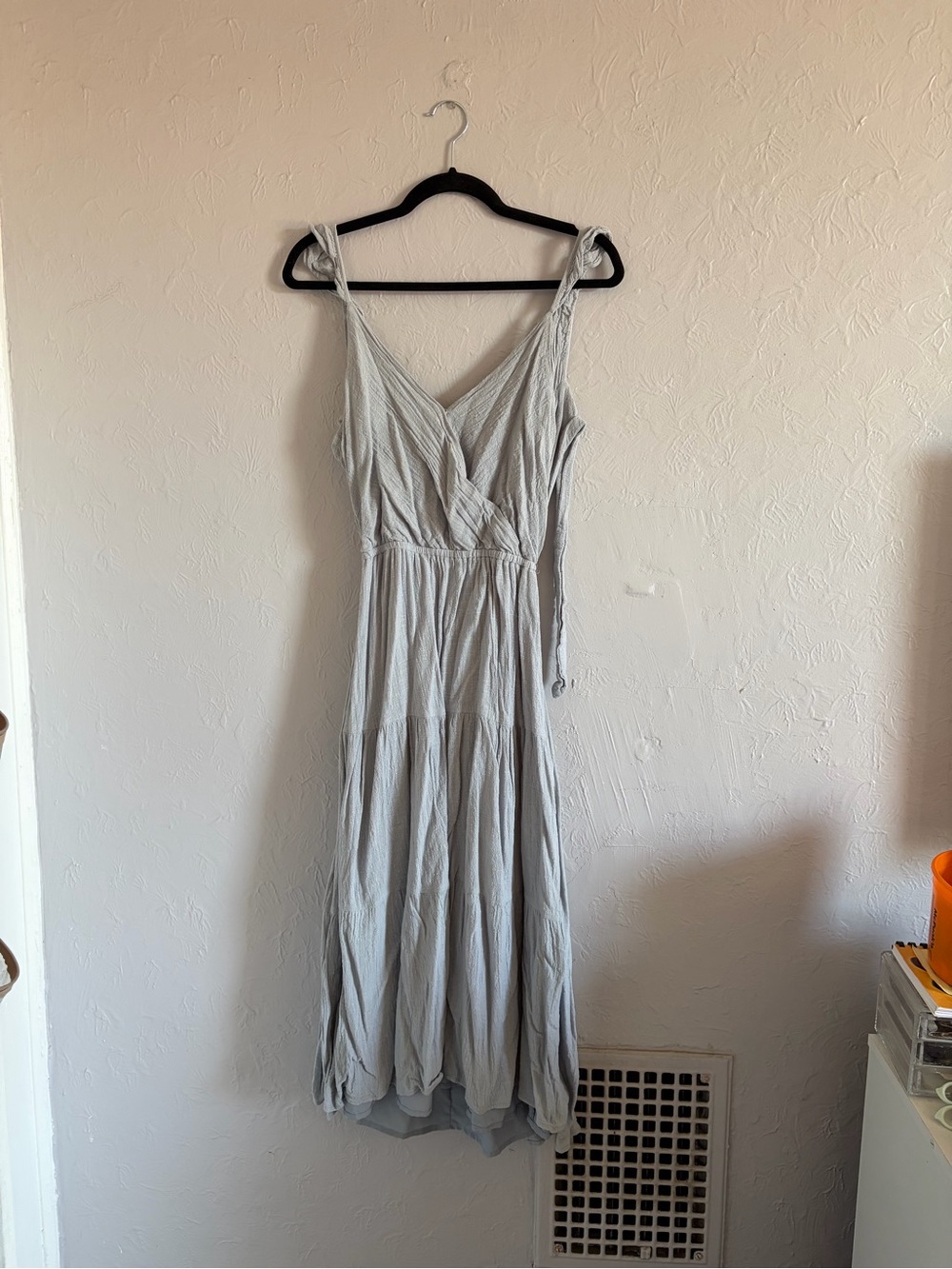 Sadie & Sage Blue Gray Cotton Tie Back Maxi Dress Size S